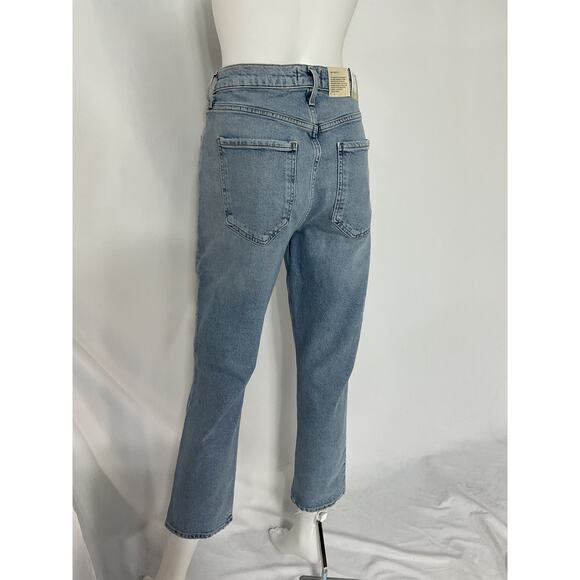 Agolde 'Riley' Blue High Waist Crop Straight Leg Jeans Size 29 - NWT - Picture 3 of 5